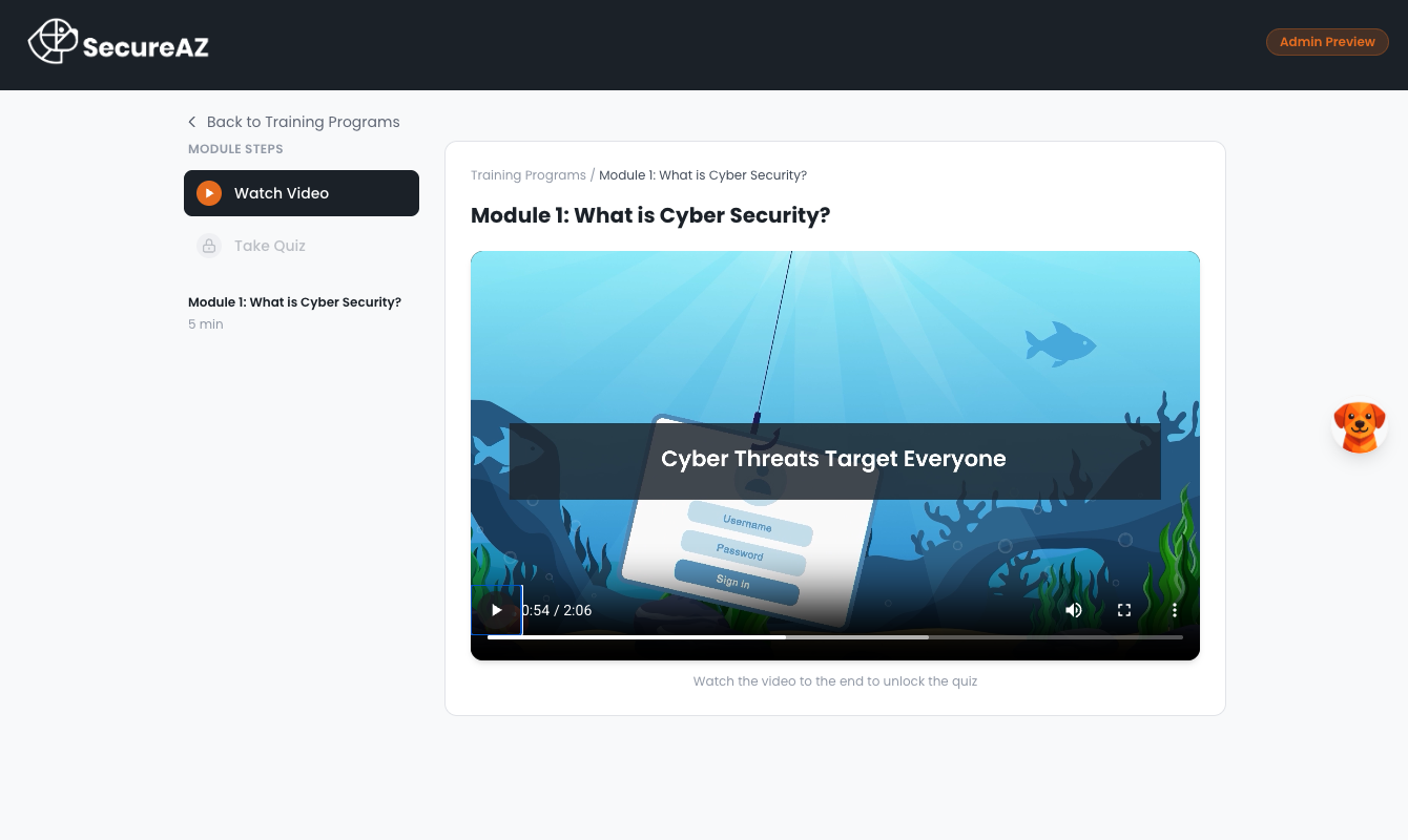SecureAZ training module — cyber awareness video